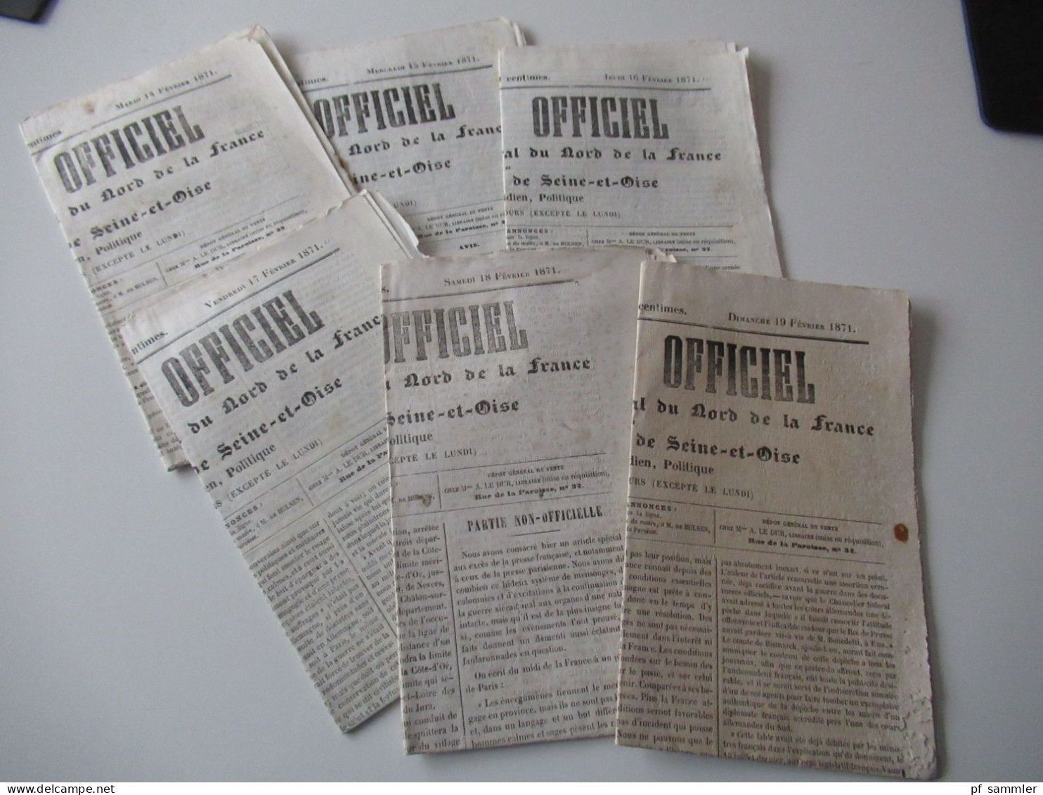 Guerre 1870 / Deutsch-Französischer Krieg / Zeitungen / Kriegberichte Fevrier 1871 / Moniteur Officiel Journal Quotidie - Französisch