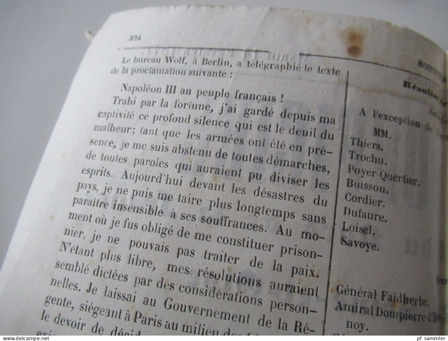 Guerre 1870 / Deutsch-Französischer Krieg / Zeitungen / Kriegberichte Fevrier 1871 / Moniteur Officiel Journal Quotidie