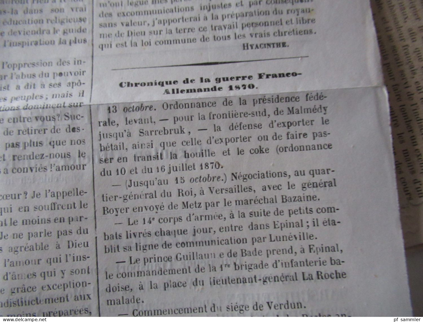 Guerre 1870 / Deutsch-Französischer Krieg / Zeitungen / Kriegberichte Fevrier 1871 / Moniteur Officiel Journal Quotidie