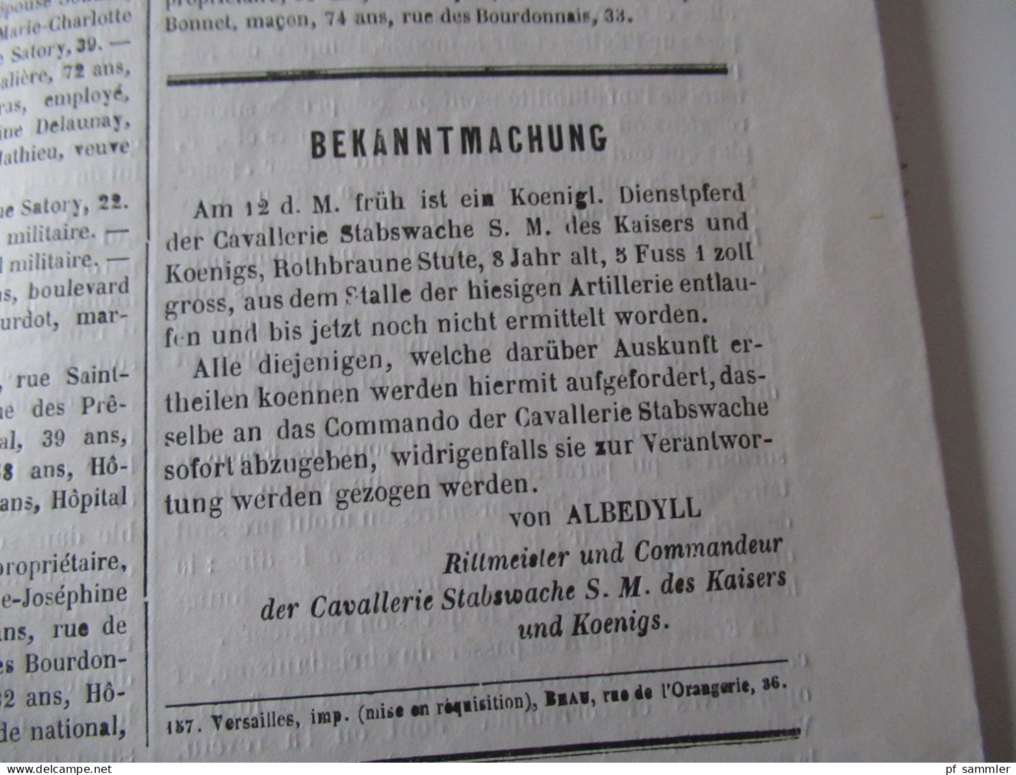 Guerre 1870 / Deutsch-Französischer Krieg / Zeitungen / Kriegberichte Fevrier 1871 / Moniteur Officiel Journal Quotidie