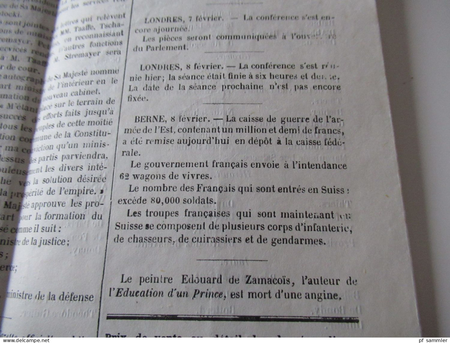 Guerre 1870 / Deutsch-Französischer Krieg / Zeitungen / Kriegberichte Fevrier 1871 / Moniteur Officiel Journal Quotidie