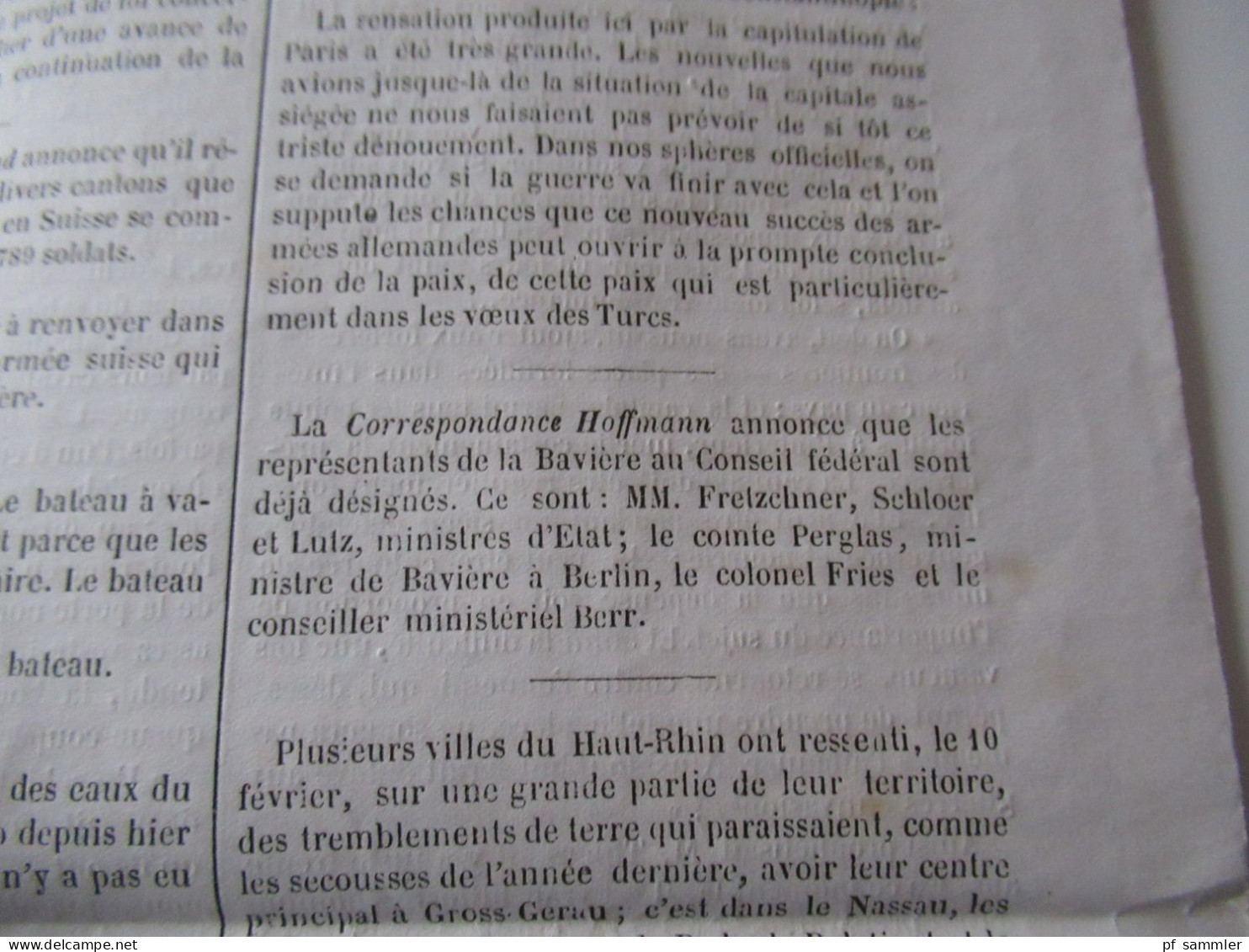 Guerre 1870 / Deutsch-Französischer Krieg / Zeitungen / Kriegberichte Fevrier 1871 / Moniteur Officiel Journal Quotidie