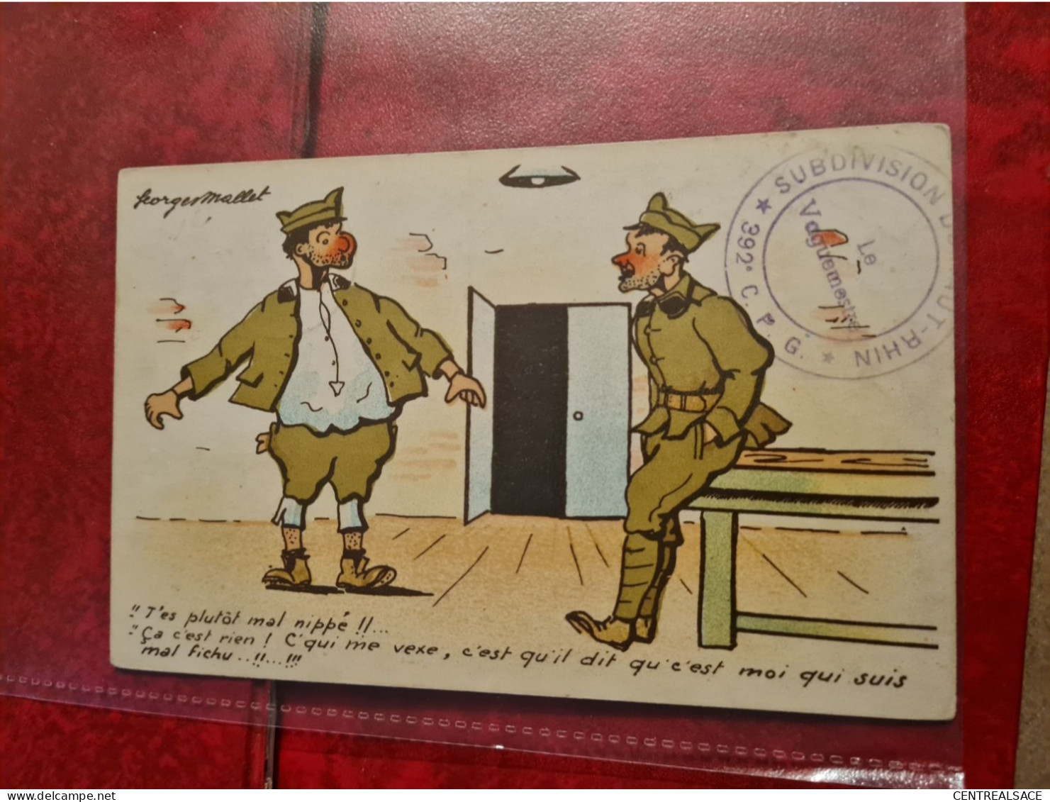 Carte MILITARIE HUMOUR FM COLMAR 1946 SUBDIVISION 392 C P G - Other & Unclassified