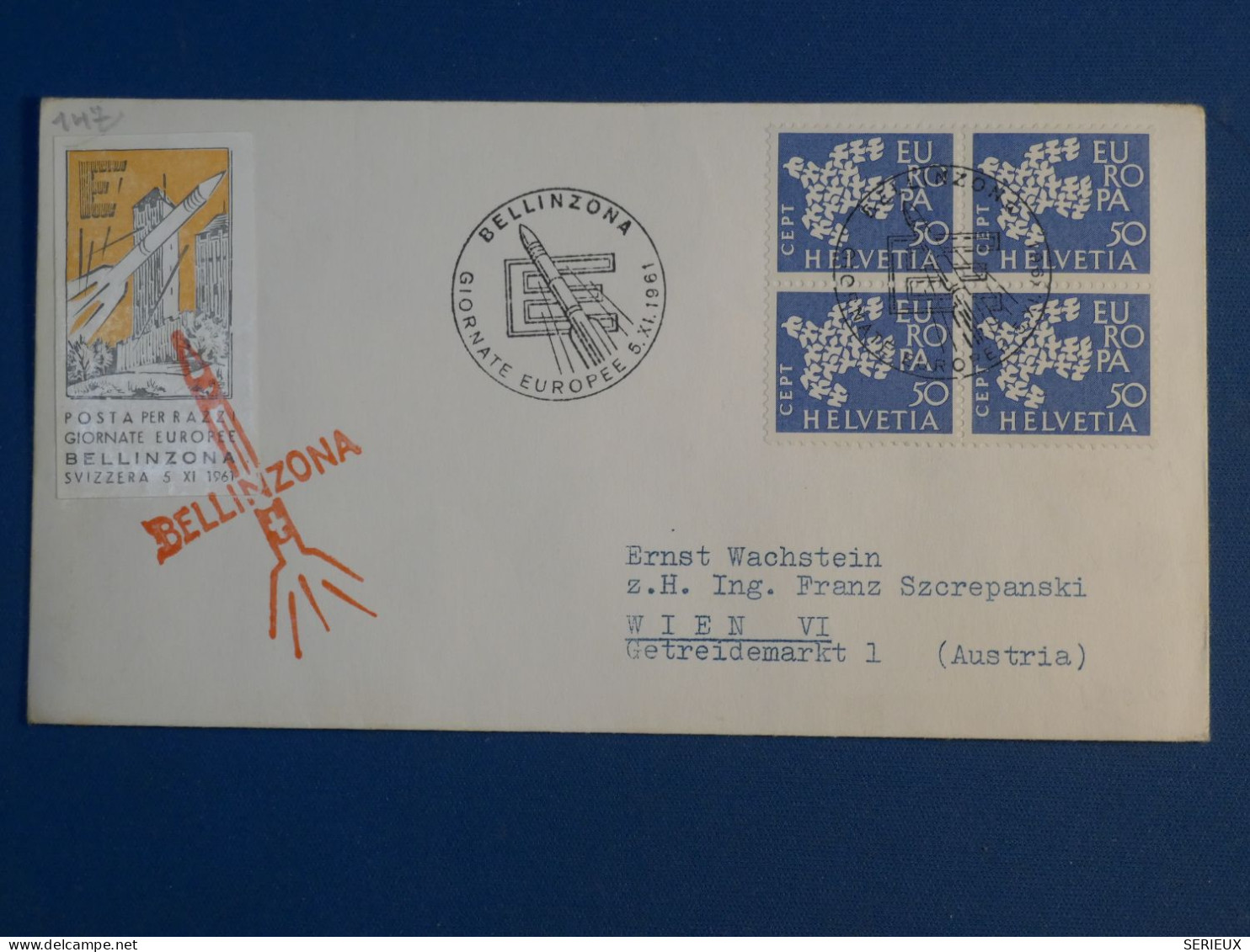 BW0 SUISSE  BELLE LETTRE  1967 BELLINZONA  A WIEN AUTRICHE +BLOC DE 4 TP+ AFFRANCH. PLAISANT+++ - Sonstige & Ohne Zuordnung