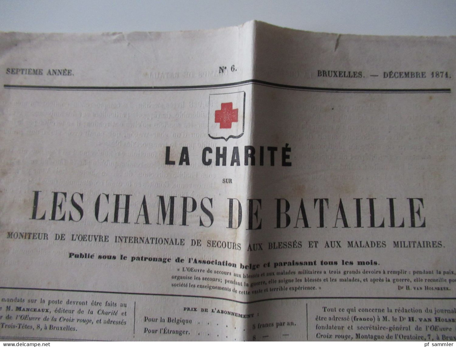 Guerre 1870 / Deutsch-Französischer Krieg Zeitung Croix Rouge La Charité Sur Les Champs De Bataille Bruxelles 12.1871 - Français
