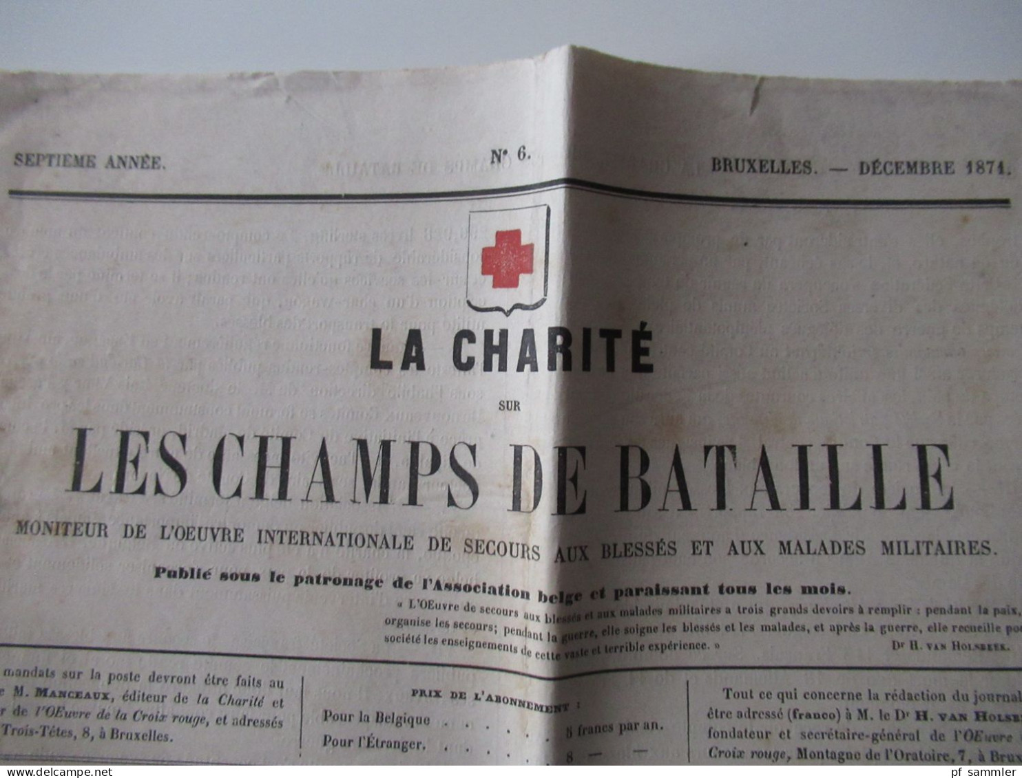 Guerre 1870 / Deutsch-Französischer Krieg Zeitung Croix Rouge La Charité Sur Les Champs De Bataille Bruxelles 12.1871 - Francés