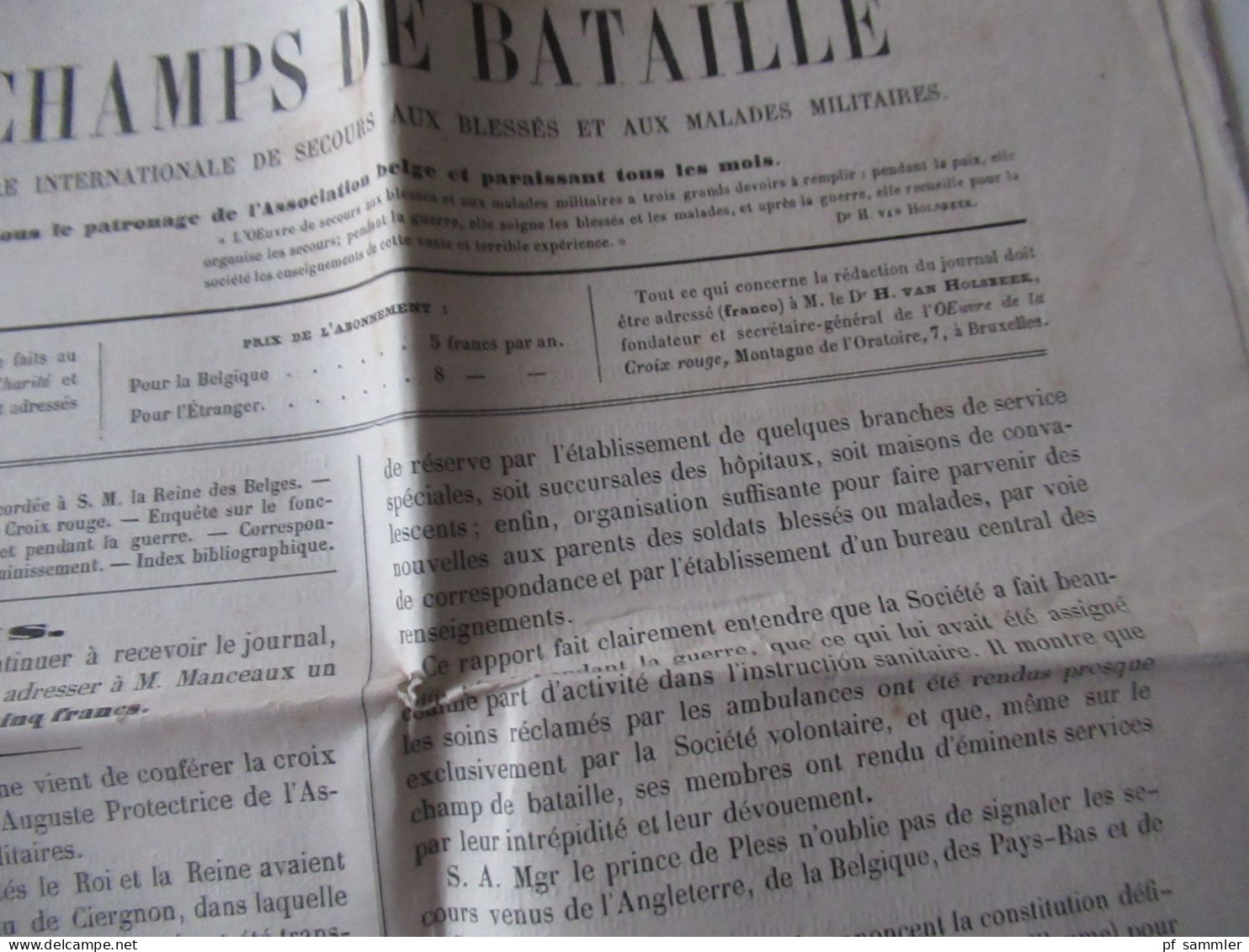 Guerre 1870 / Deutsch-Französischer Krieg Zeitung Croix Rouge La Charité Sur Les Champs De Bataille Bruxelles 12.1871 - Francés