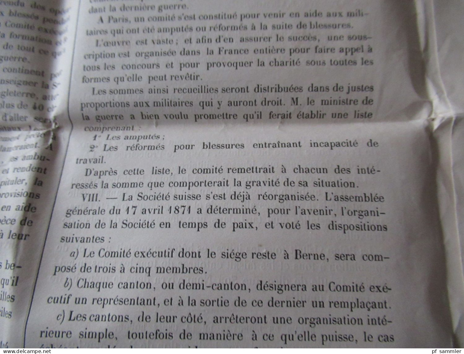 Guerre 1870 / Deutsch-Französischer Krieg Zeitung Croix rouge La Charité sur Les Champs de Bataille Bruxelles 12.1871