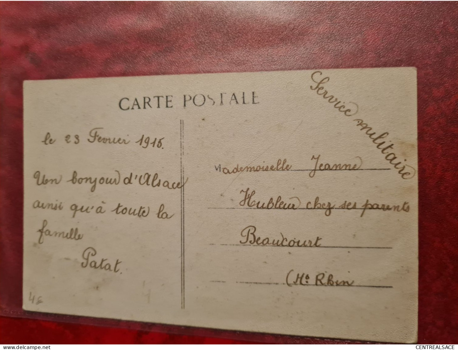 CARTE SERVICE MILITAIRE 1916 POUR BEAUCOURT CARTE DANNEMARIE DRAPEAU MAIRIE - Altri & Non Classificati