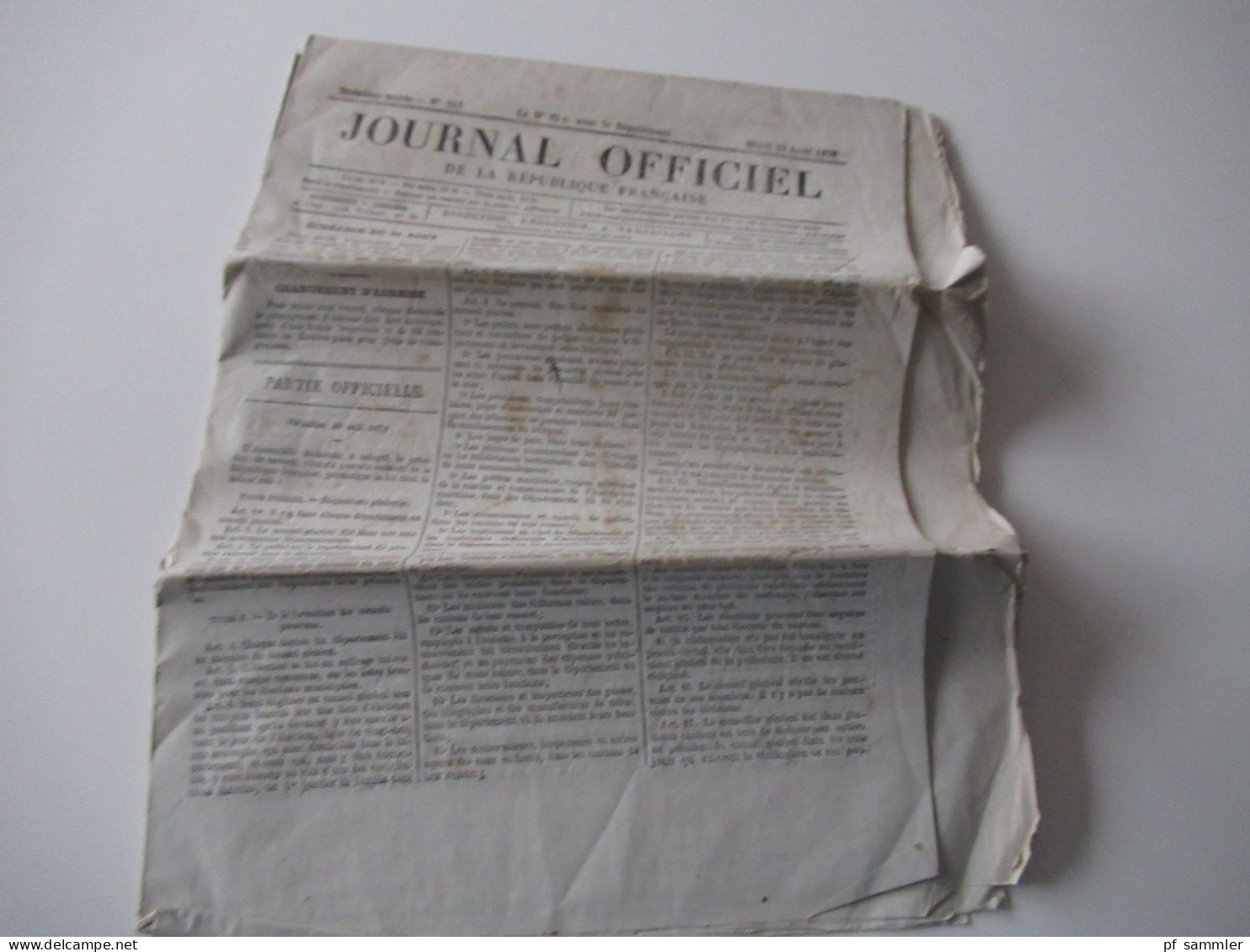 Guerre 1870 Deutsch-Französischer Krieg 5 Zeitungen Journal Officiel De La Republique Francaise August U. September 1871 - French