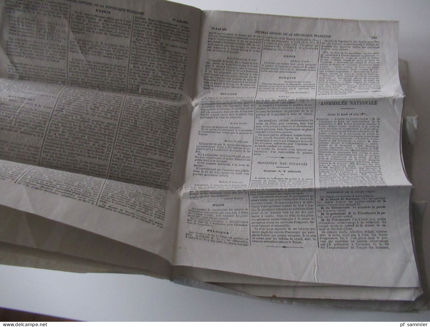 Guerre 1870 Deutsch-Französischer Krieg 5 Zeitungen Journal Officiel De La Republique Francaise August U. September 1871 - Francese