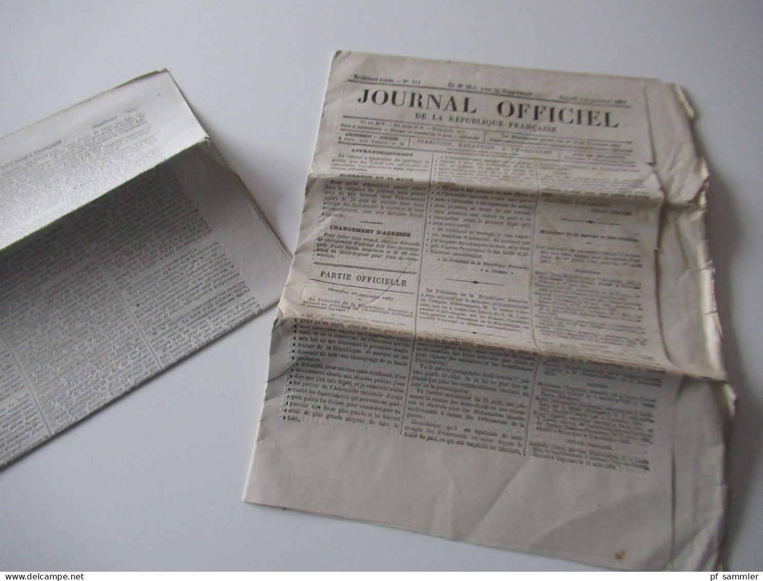 Guerre 1870 Deutsch-Französischer Krieg 5 Zeitungen Journal Officiel de la Republique Francaise August u. September 1871