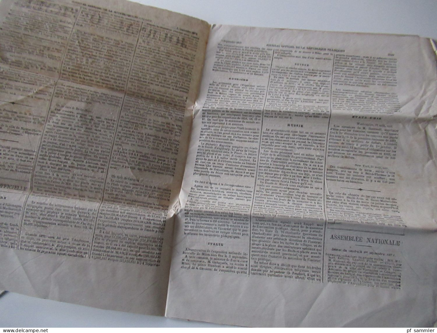 Guerre 1870 Deutsch-Französischer Krieg 5 Zeitungen Journal Officiel de la Republique Francaise August u. September 1871