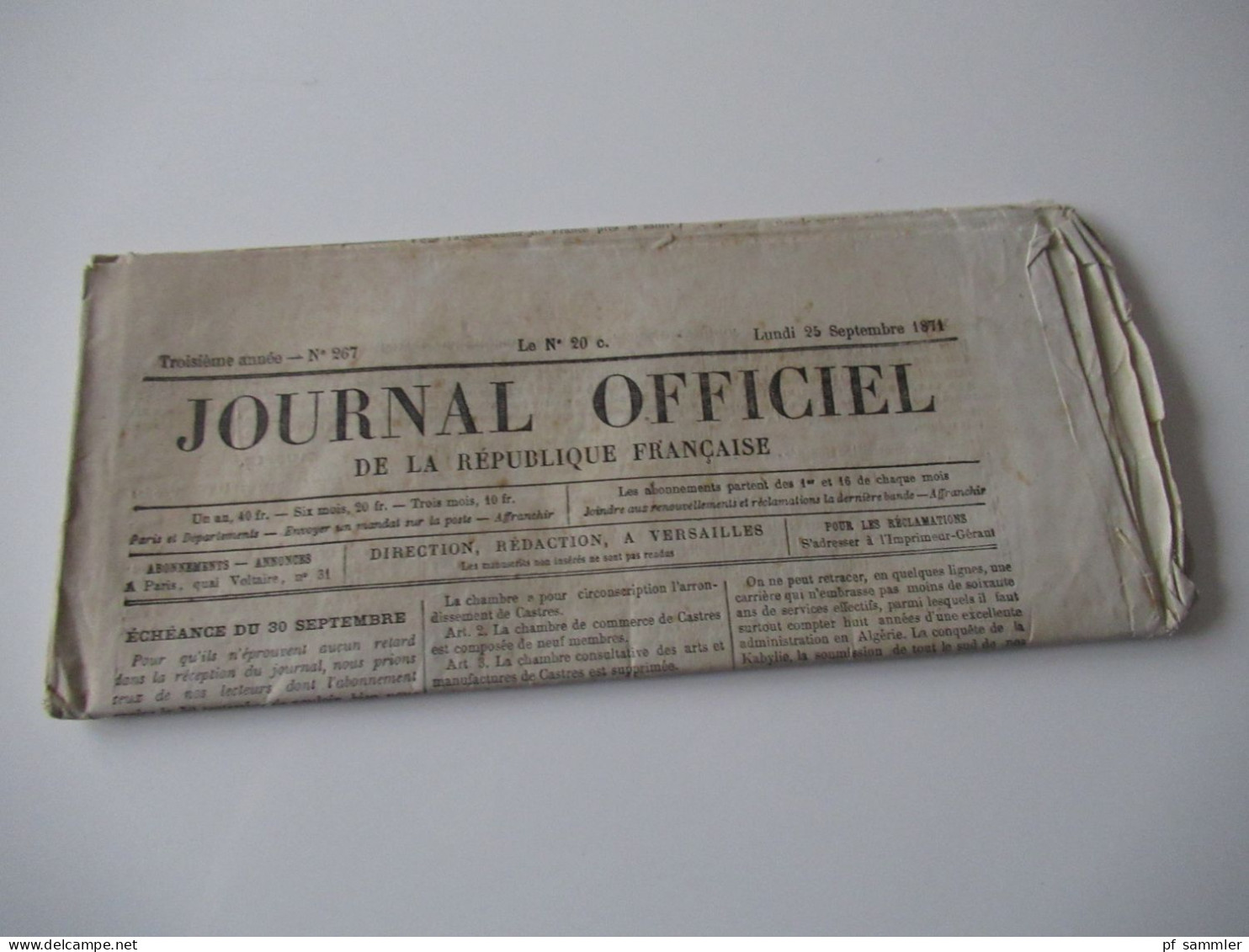 Guerre 1870 Deutsch-Französischer Krieg 5 Zeitungen Journal Officiel de la Republique Francaise August u. September 1871