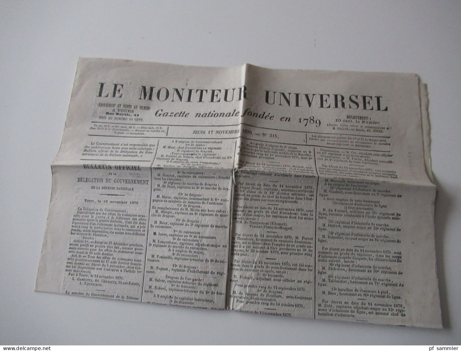 Guerre 1870 Deutsch-Französischer Krieg 2 Zeitungen Le Moniteur Universel Gazette Nationale Fondée En 1789 Ballon Montè - Frans