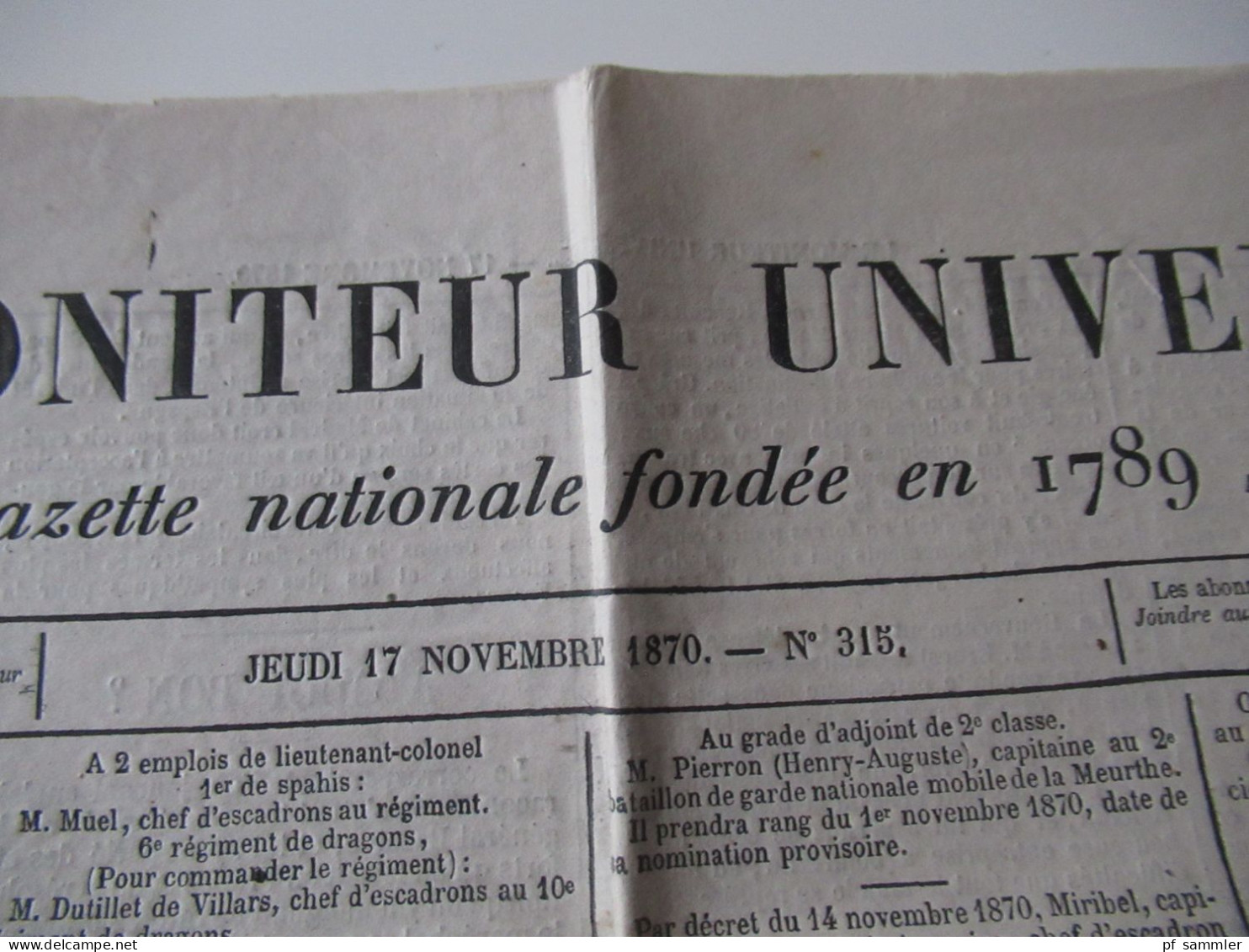 Guerre 1870 Deutsch-Französischer Krieg 2 Zeitungen Le Moniteur Universel Gazette Nationale Fondée En 1789 Ballon Montè - Frans