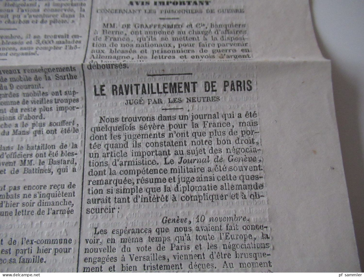 Guerre 1870 Deutsch-Französischer Krieg 2 Zeitungen Le Moniteur Universel Gazette nationale fondée en 1789 Ballon Montè