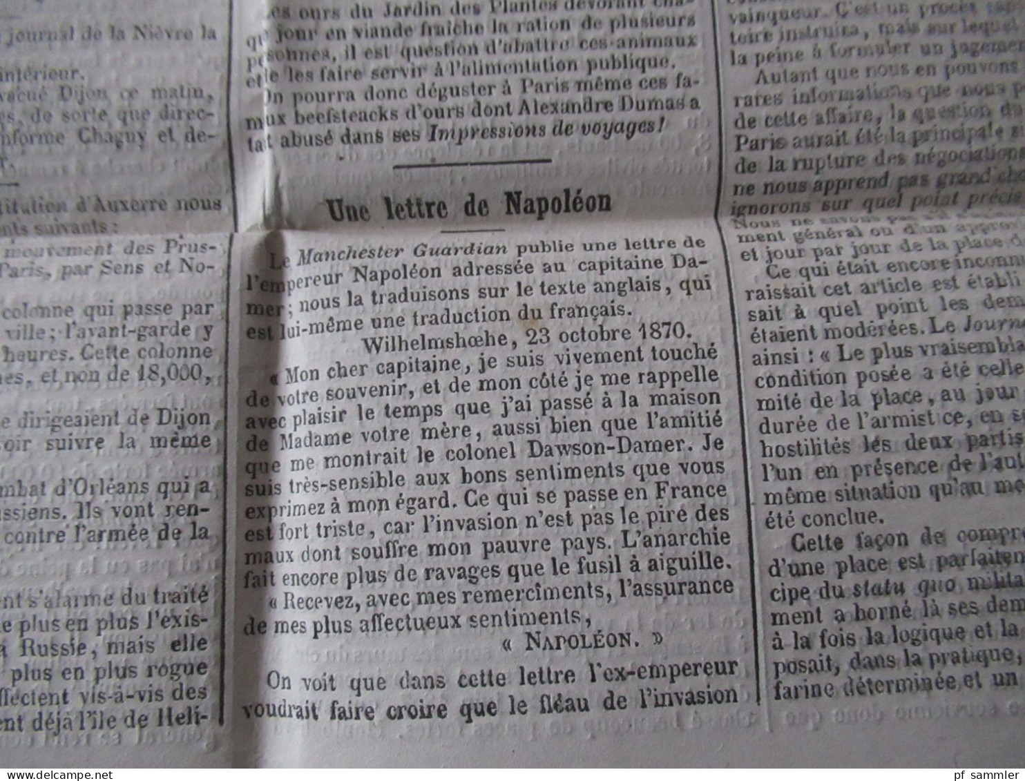 Guerre 1870 Deutsch-Französischer Krieg 2 Zeitungen Le Moniteur Universel Gazette nationale fondée en 1789 Ballon Montè