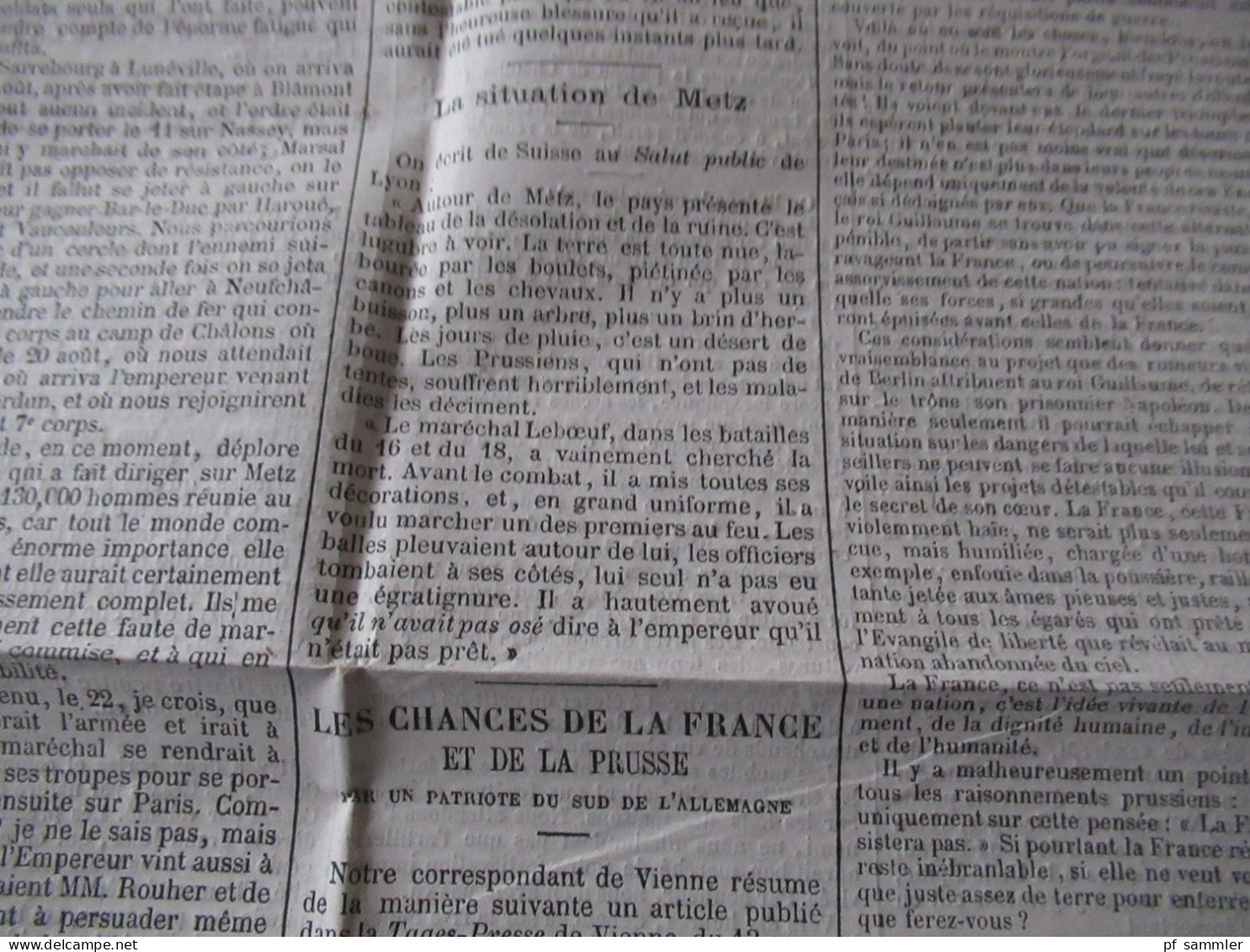 Guerre 1870 Deutsch-Französischer Krieg 2 Zeitungen Le Moniteur Universel Gazette nationale fondée en 1789 Ballon Montè