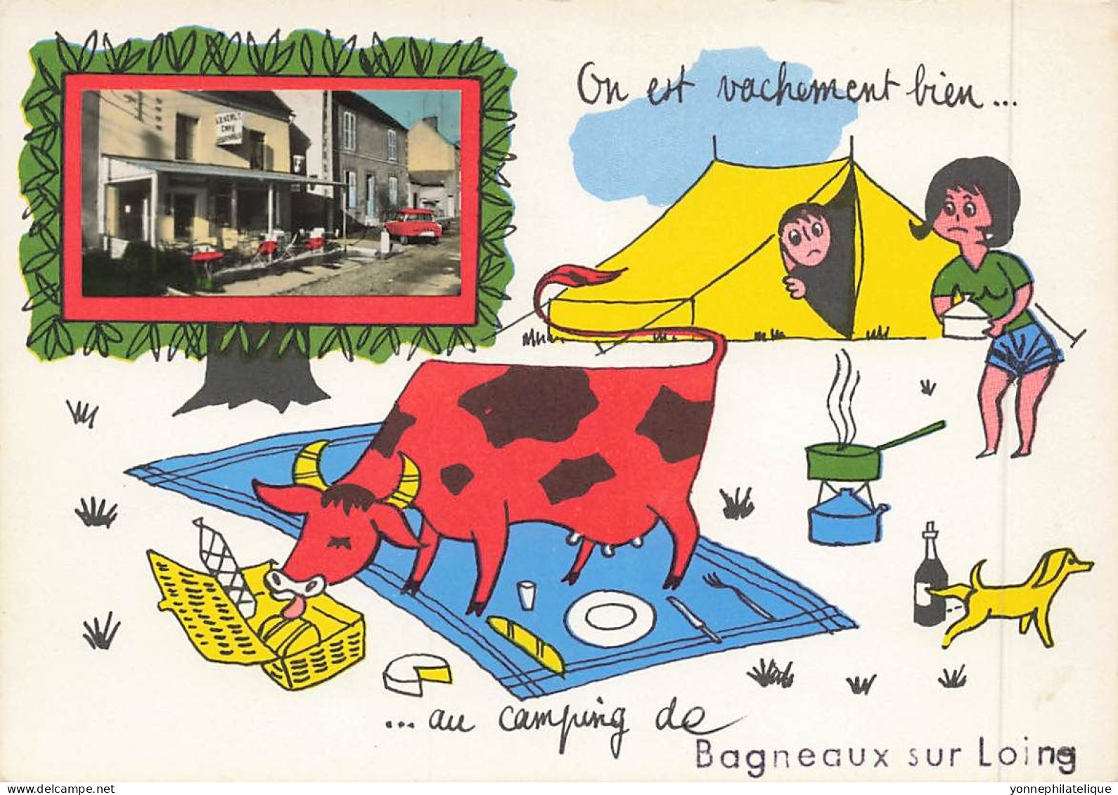 77 - SEINE ET MARNE - BAGNEAUX-SUR-LOING - Illustrée 'on Est Vachement Bien à" - Mini Photo Café - 10617 - Bagneaux Sur Loing