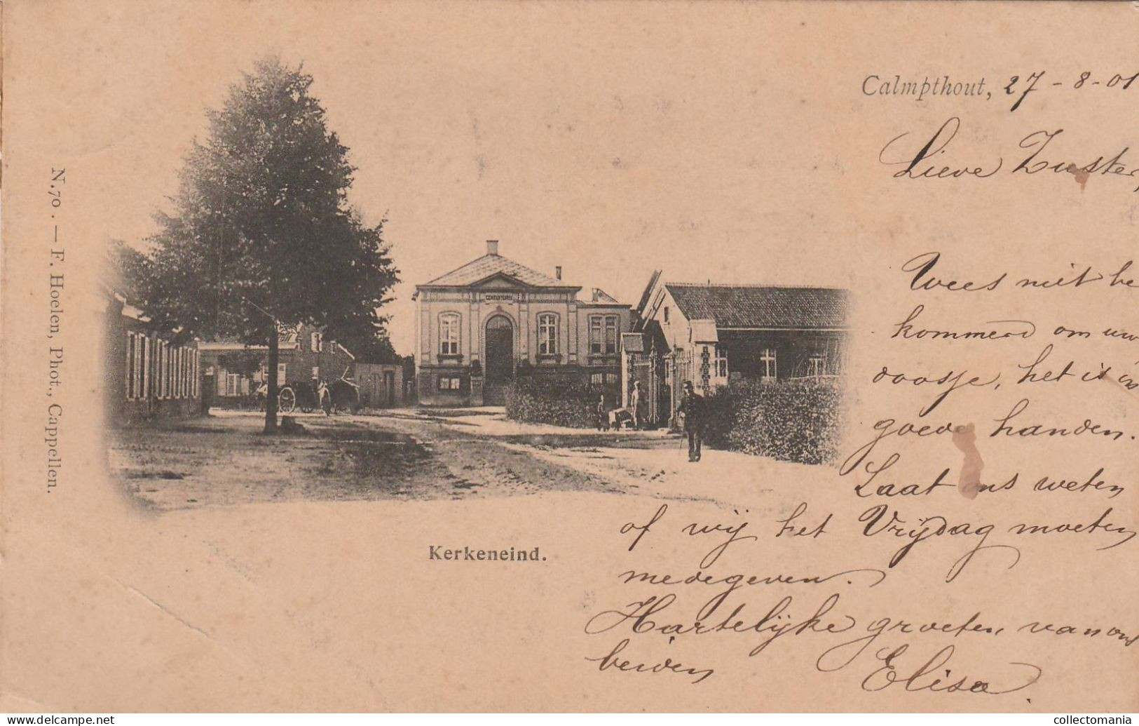 3 Oude Postkaarten Calmpthout Kalmthout Kerkeneind 1901 Villa Erica 1902  Kerk  1909   Hoelen - Kalmthout