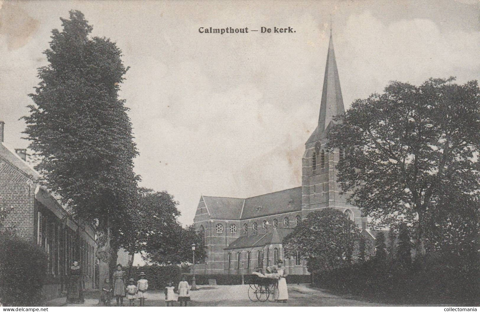 3 Oude Postkaarten Calmpthout Kalmthout Kerkeneind 1901 Villa Erica 1902  Kerk  1909   Hoelen - Kalmthout