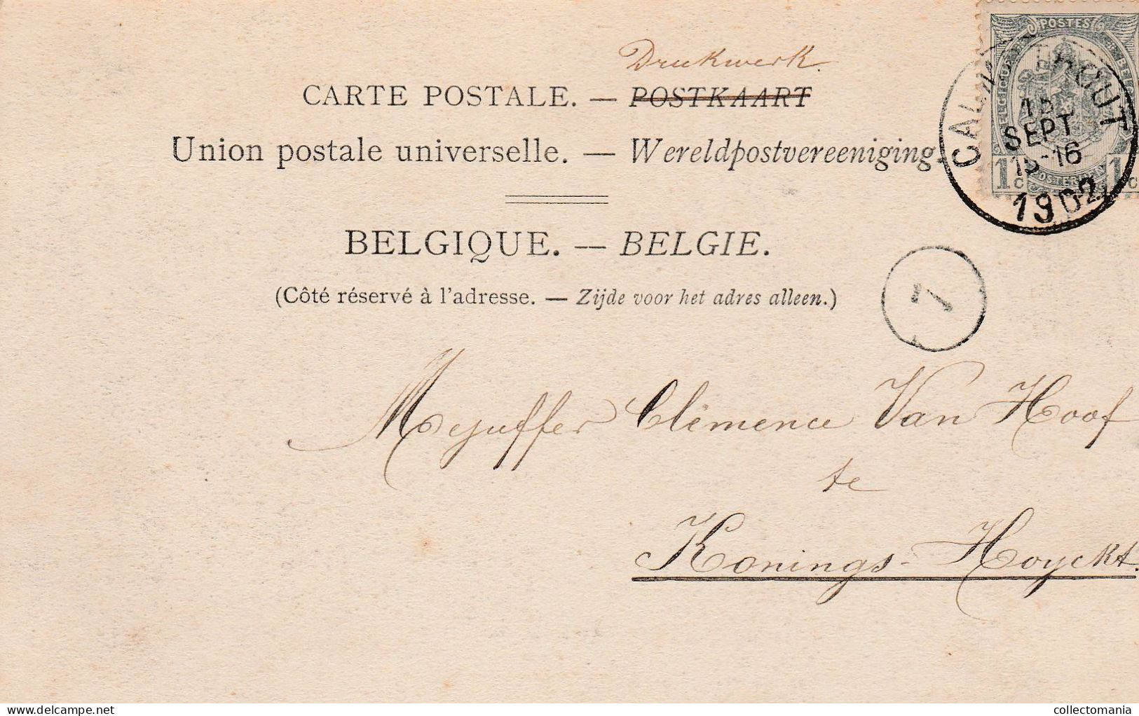 3 Oude Postkaarten Calmpthout Kalmthout Kerkeneind 1901 Villa Erica 1902  Kerk  1909   Hoelen - Kalmthout