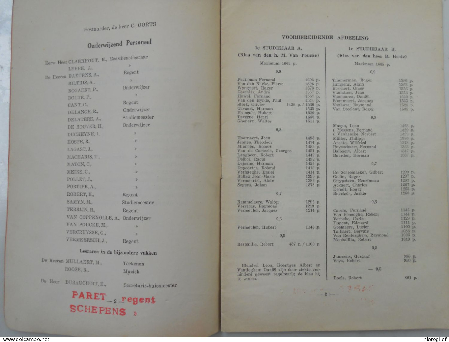 Rijksmiddelbare Jongensschool En Handelsafdeeling Brugge Schooljaar 1938-1939 Plechtige Prijsuitdeeling RMS GO! School - Diplomi E Pagelle