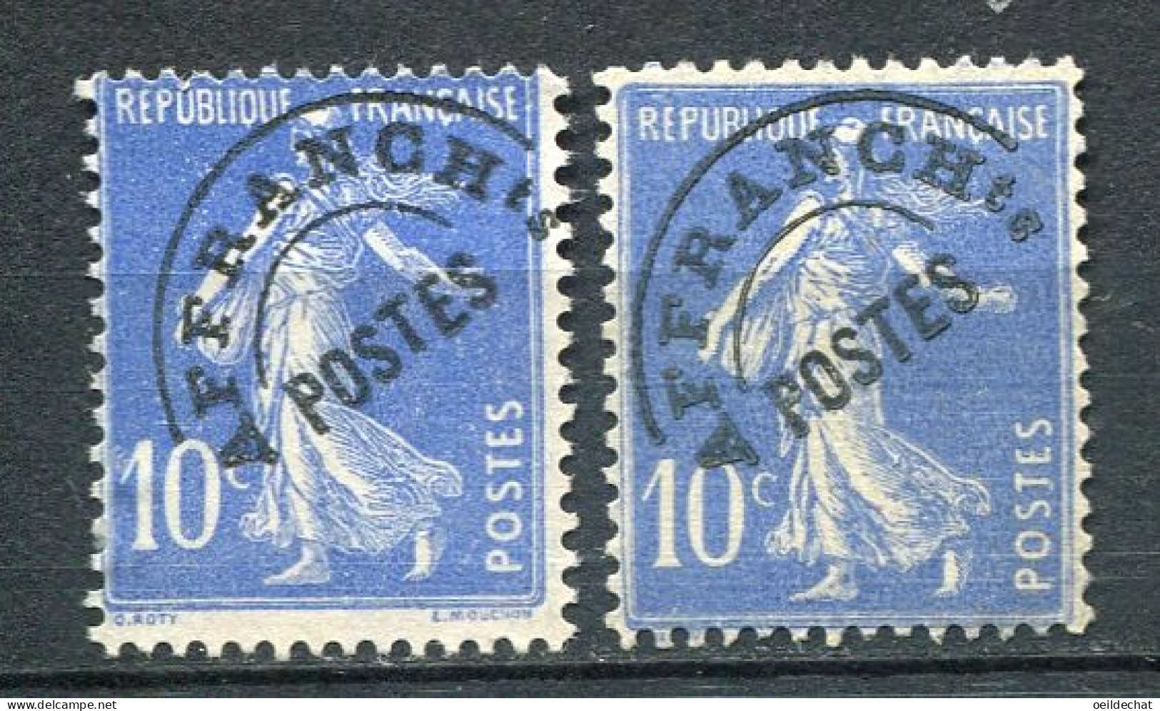 26037 FRANCE  Préo.52c° 10c. Semeuse : "T "surélevé + Normal   1932  TB - Oblitérés