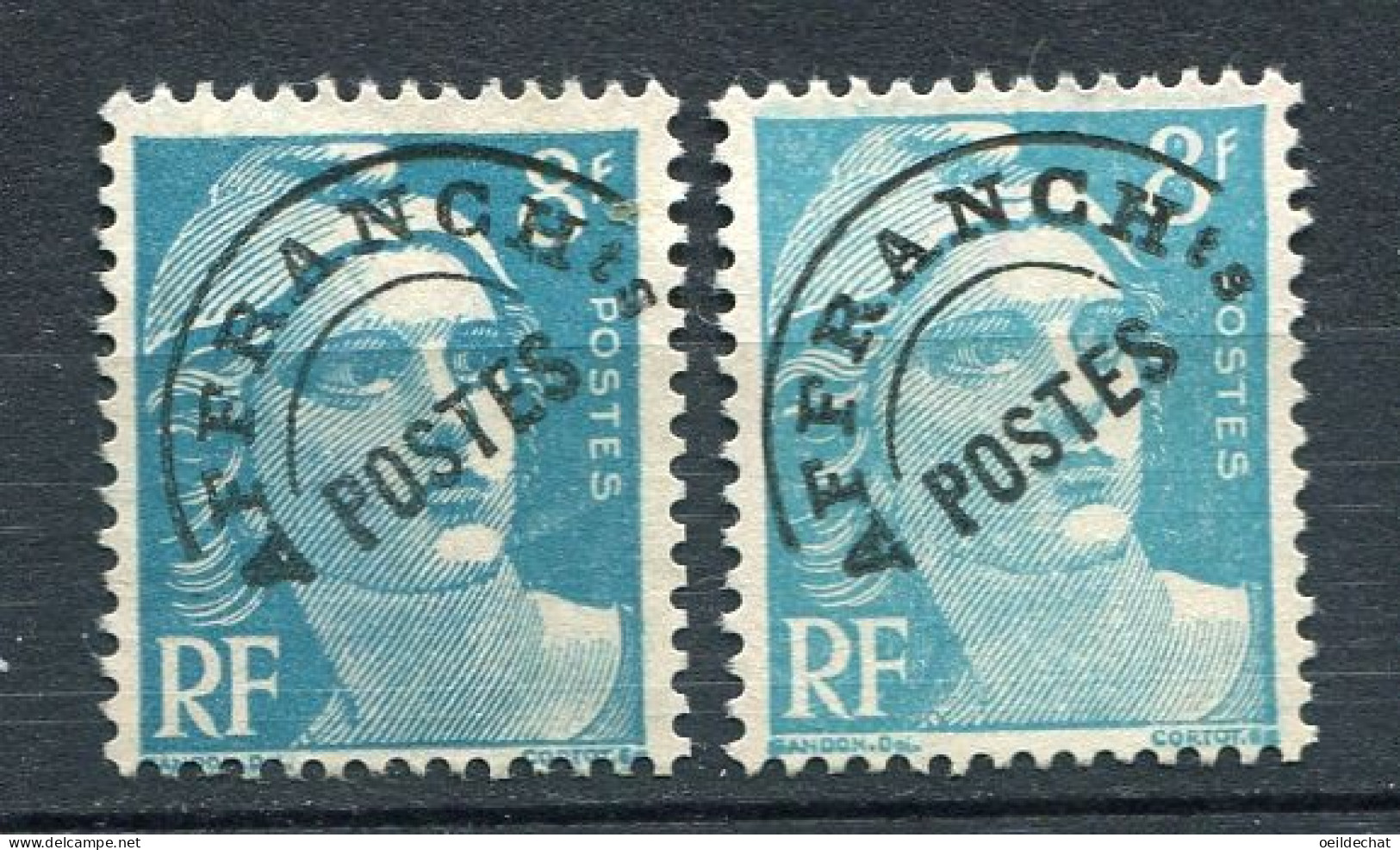 26039 FRANCE  Préo.101° 8F Marianne De Gandon : "T" Tronçoné + Normal   1949  TB - Used Stamps