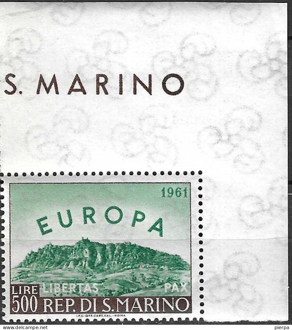 SAN MARINO - 1961 - EUROPA - ANGOLO DI FOGLIO -  NUOVO  MNH** (YVERT 523 - MICHEL 700 - SS 568) - Neufs