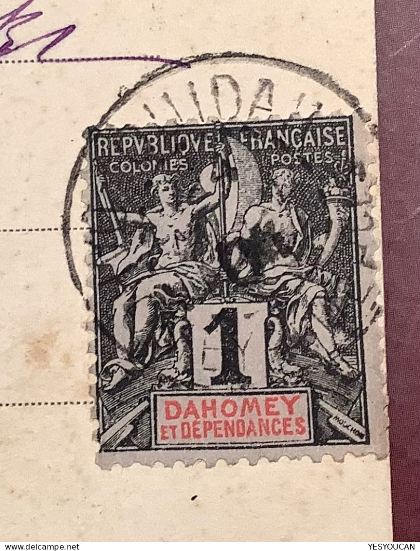 1904DAHOMEY+BÉNIN Affranchissement Mixte Type Groupe Cad OUIDAH Sur Cpa „Fille Foulah“ Via Lome/Togo (Ak - Storia Postale