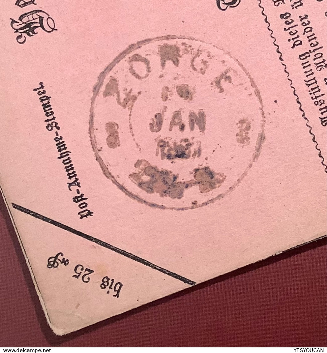 „ZORGE 1867“ (Wieda) Seltener Braunschweig Stempel Auf Postanweisung Ganzsache 1 Gr>Wolfenbüttel (Brief Walkenried Harz - Brunswick