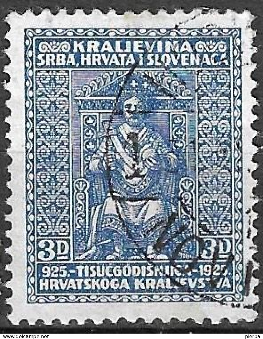 JUGOSLAVIA - 1929 - MILLENARIO REGNO CROATO - 3D - USATO ( YVERT 206 - MICHEL 224) - Used Stamps