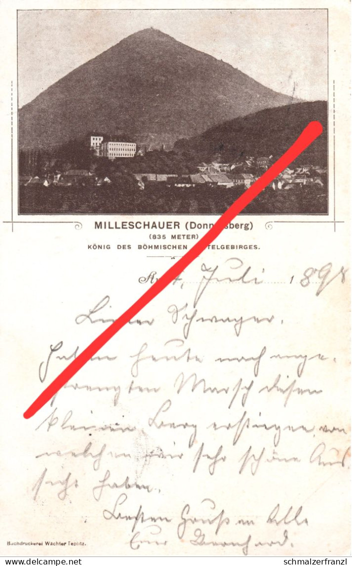 Litho AK Milleschauer 1898 Donnersberg Milesovka A Milleschau Milesov Boreslau Pilkau Tschentschitz Kostenblatt Wellemin - Sudeten