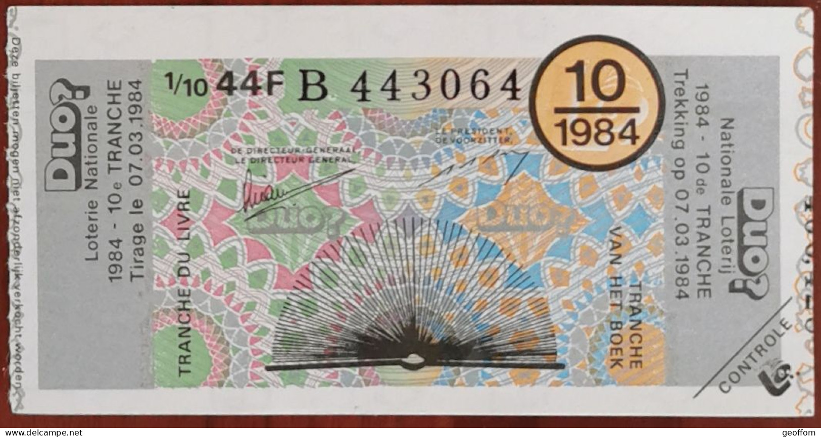 Billet De Loterie Nationale Belgique 1984 10e Tranche Du Livre - 7-3-1984 - Billetes De Lotería