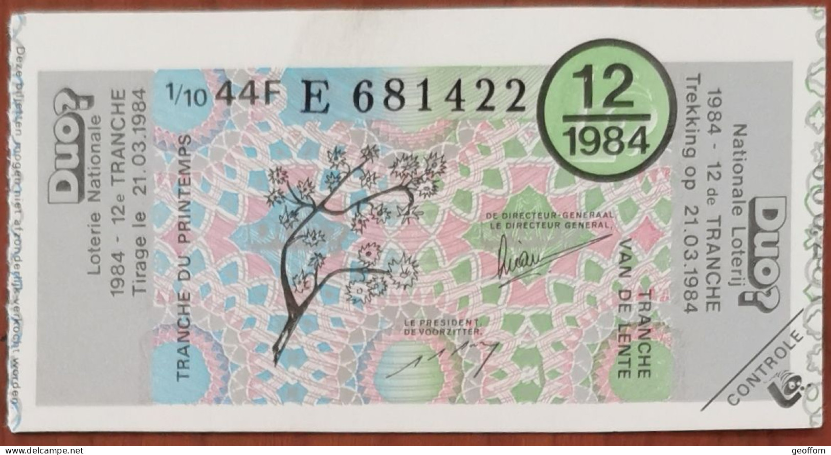 Billet De Loterie Nationale Belgique 1984 12e Tranche Du Printemps - 21-3-1984 - Billetes De Lotería