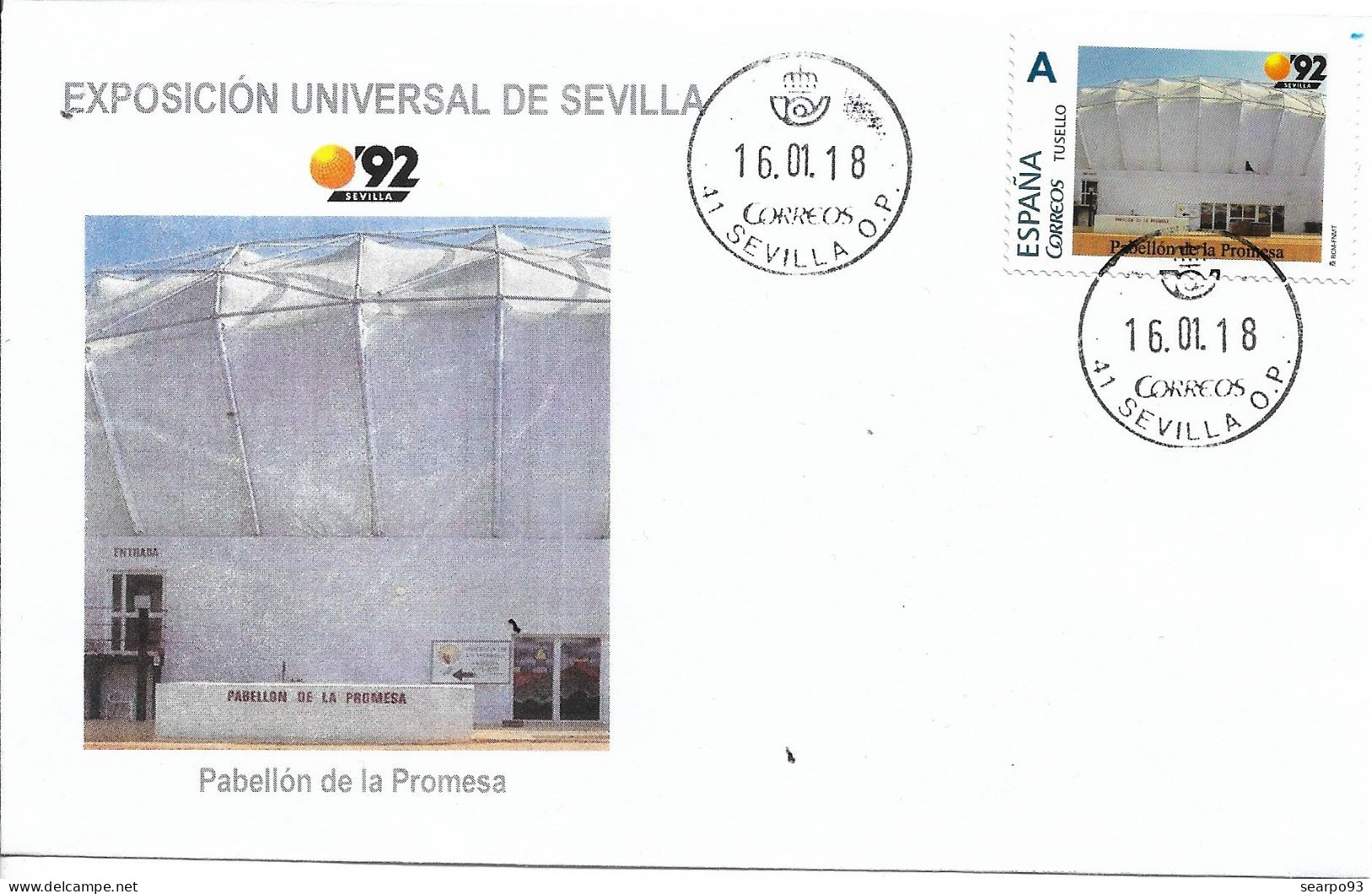 SPAIN. COVER EXPO'92 SEVILLA. PROMISE PAVILION - Lettres & Documents