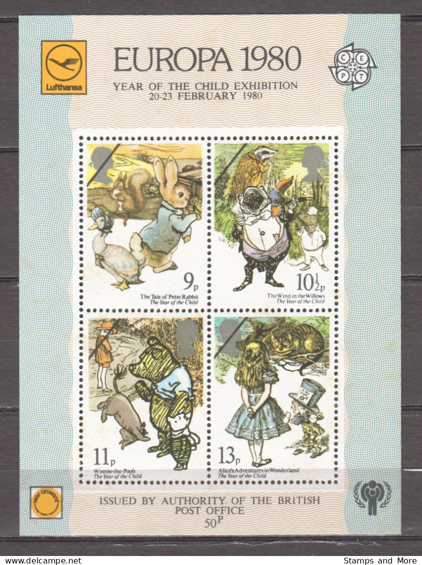 Great Britain 1980 Special Sheet YEAR OF THE CHILD EXHIBITION With Cinderella Version Mi 797-800 - UNICEF