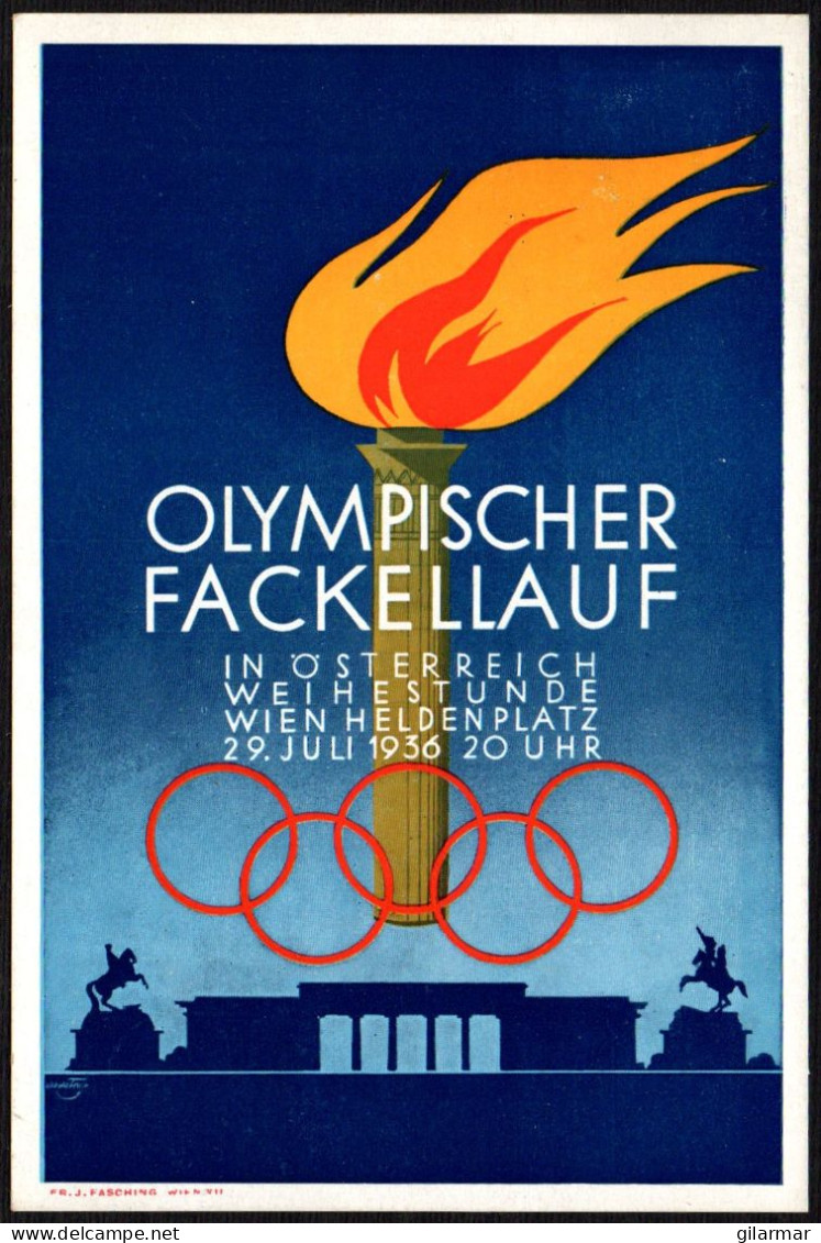 AUSTRIA WIEN 1936 - OLYMPIC TORCH RELAY IN AUSTRIA - OFFICIAL CARD - M - Summer 1936: Berlin