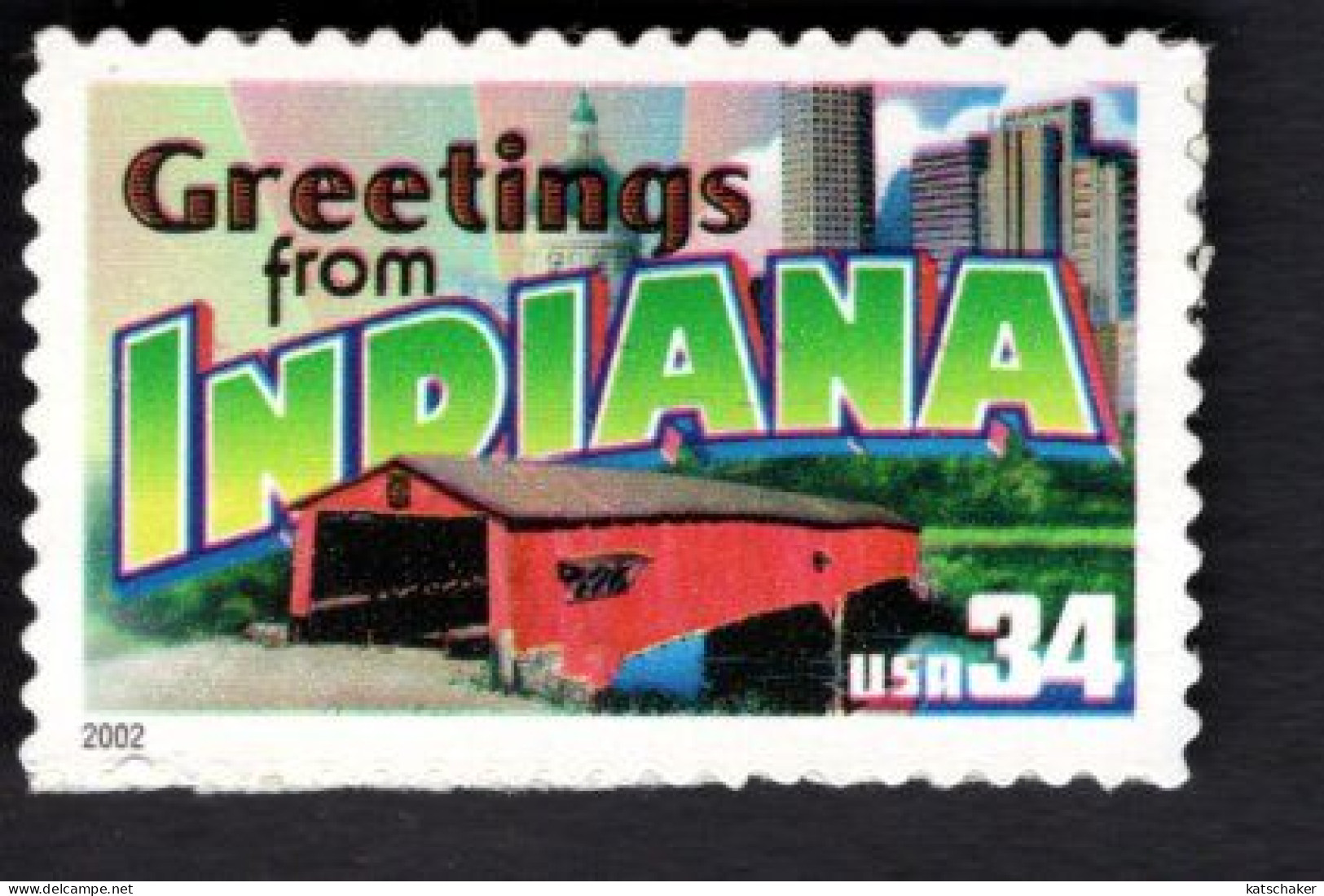 1938301830 2002 SCOTT 3574 (XX) POSTFRIS MINT NEVER HINGED  -  GREETINGS FROM AMERICA - INDIANA - Unused Stamps