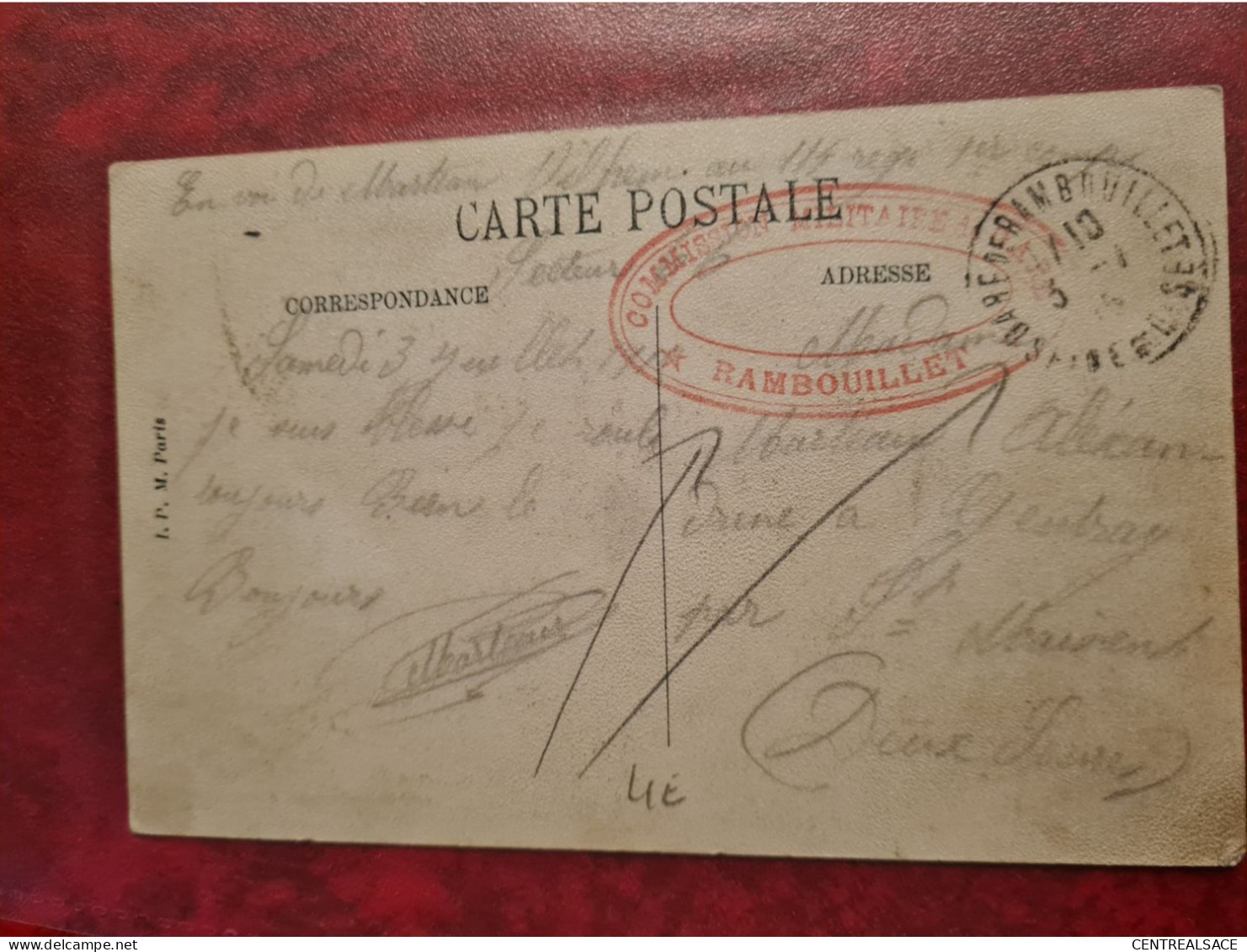 CARTE RAMBOUILLET COMMISSAIRE MILITAIRE CACHET GARE DE RAMBOUILLET - Sonstige & Ohne Zuordnung