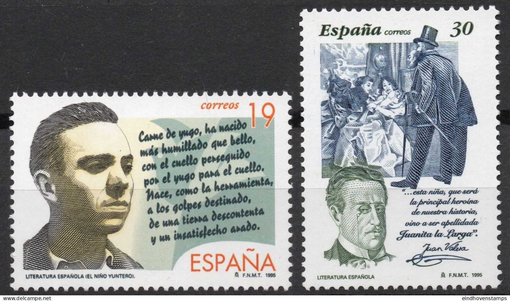 Spain 1995 Literature 2 Values MNH Writers Miguel Hernandez & Don Juan Valera - Altri & Non Classificati