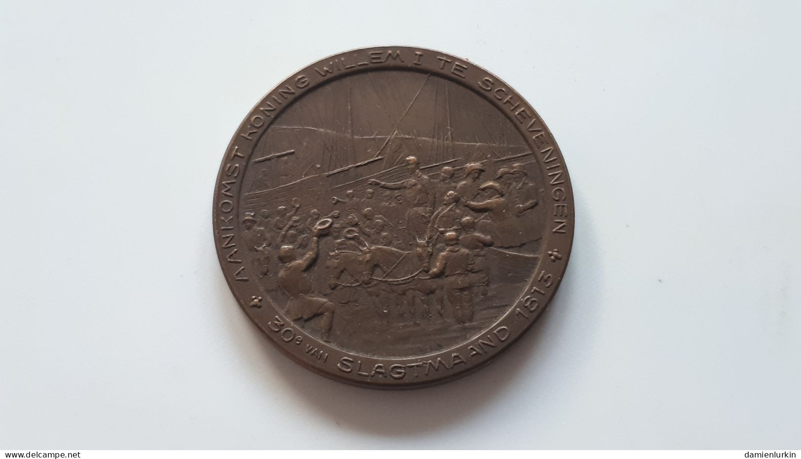 PAYS-BAS WILLEM I SUPERBE JETON FRAPPE MEDAILLE ONAFHANKELIJKHEID 1813-1913 AANKOMST TE SCHEVENINGEN - Monarchia/ Nobiltà