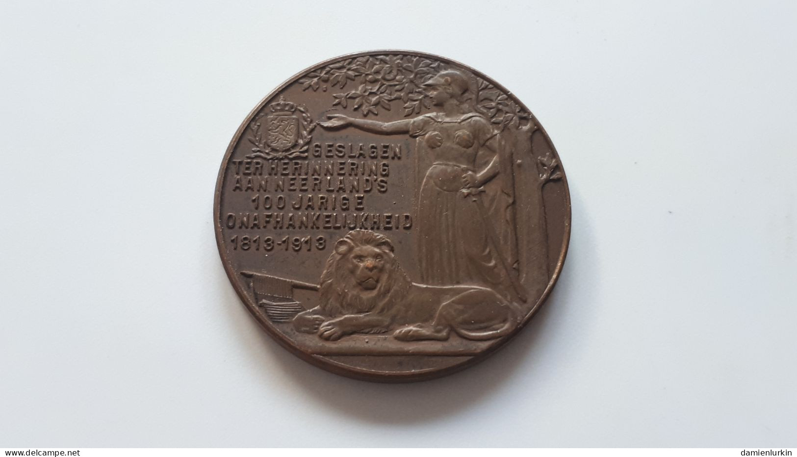 PAYS-BAS WILLEM I SUPERBE JETON FRAPPE MEDAILLE ONAFHANKELIJKHEID 1813-1913 AANKOMST TE SCHEVENINGEN - Monarchia/ Nobiltà