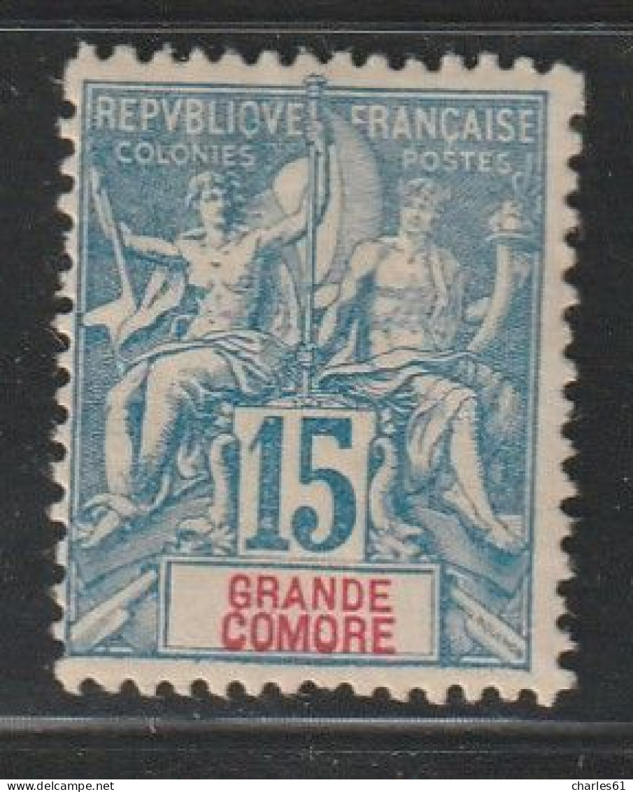 GRANDE COMORE - N°6 * (1897) 15c Bleu - Ungebraucht