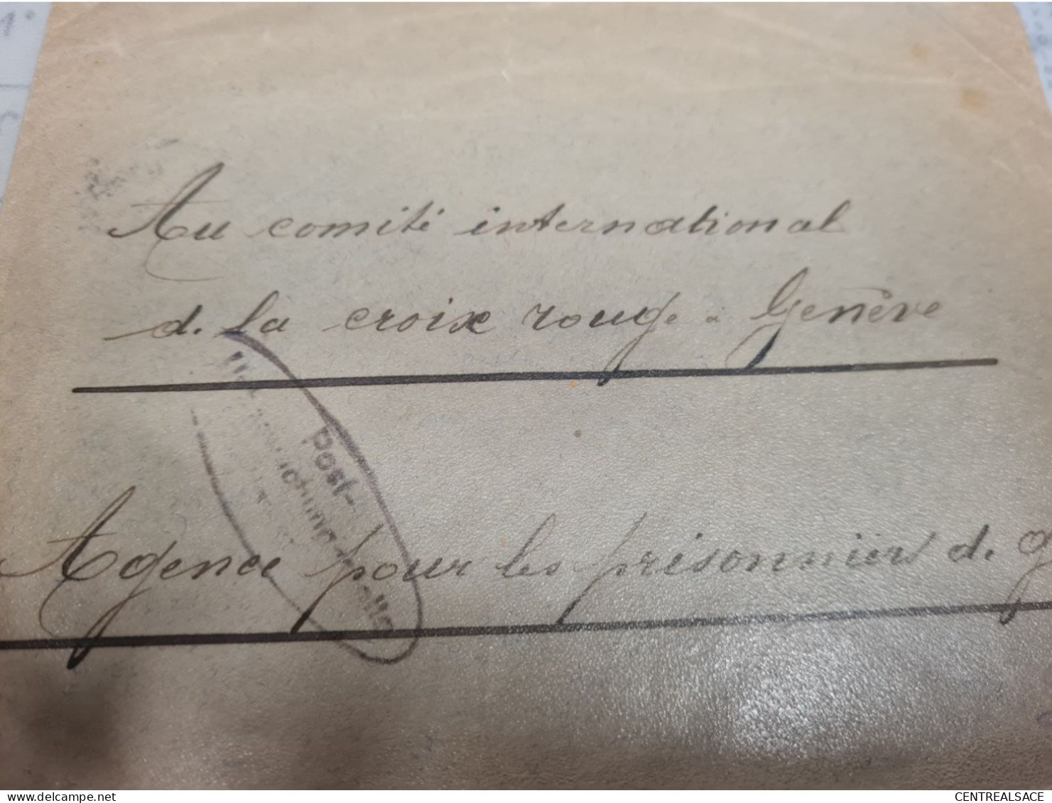 LETTRE POUR COMITE DE LA CROIX ROUGE GENEVE AGENCE PRISONNIERS DE GUERRE 1915 CACHET 100 ET POST - Altri & Non Classificati