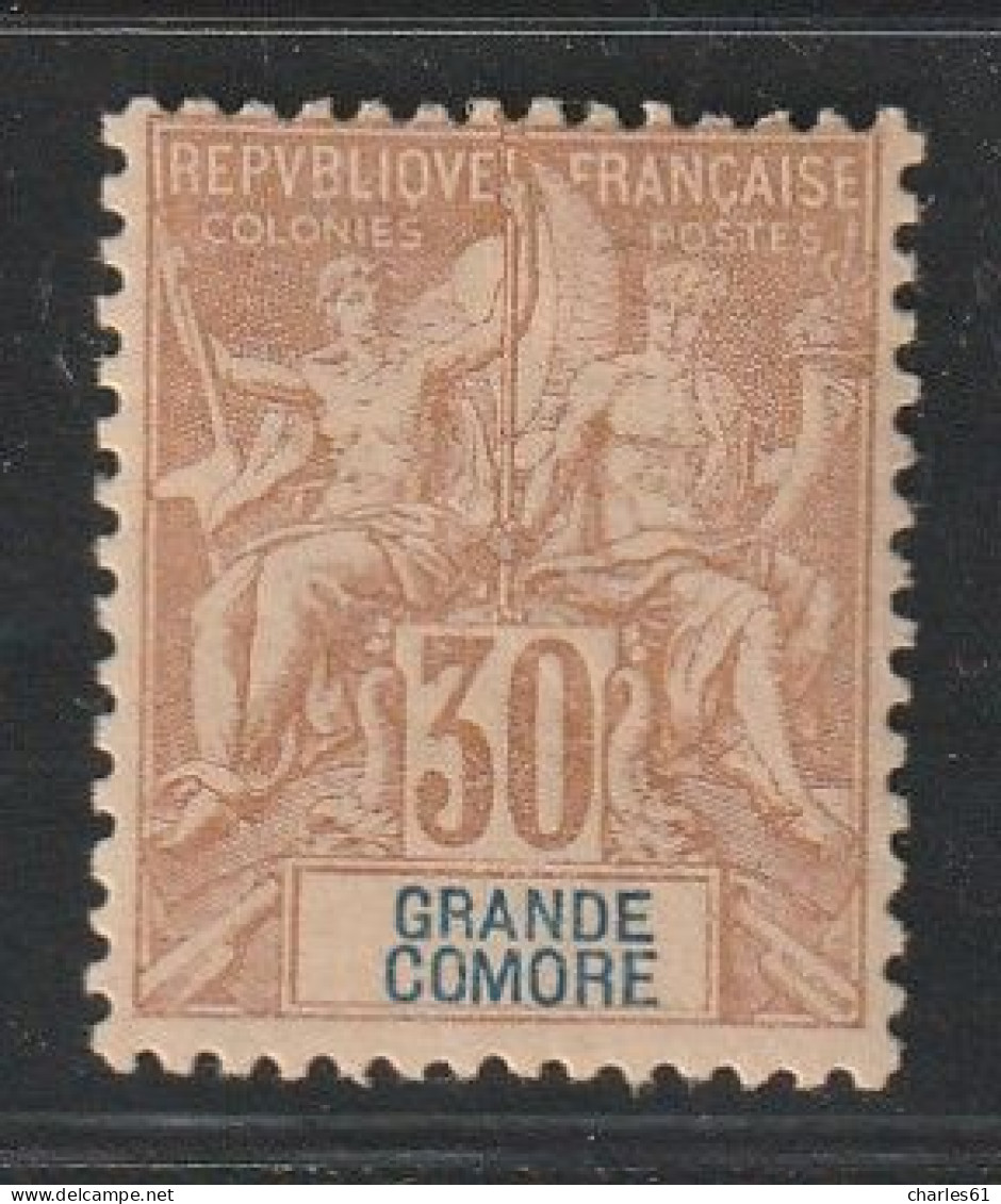 GRANDE COMORE - N°9 * (1897) 30c Brun - Neufs