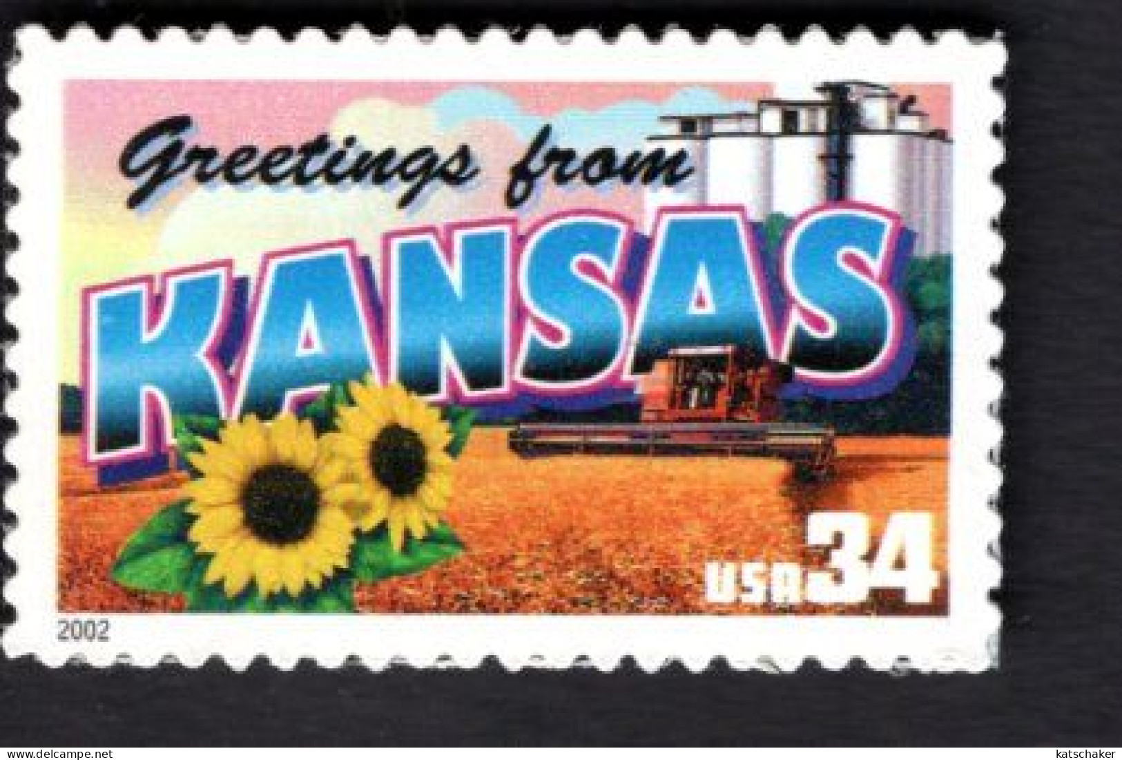 1938303390 2002 SCOTT 3576 (XX) POSTFRIS MINT NEVER HINGED  -  GREETINGS FROM AMERICA - KANSAS - Neufs