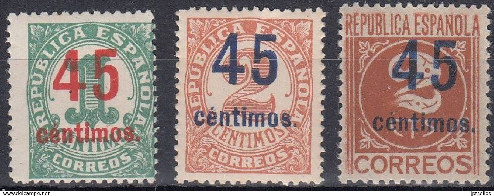 ESPAÑA 1938 Nº 742/744 NUEVO, SIN FIJASELLOS,(EL 744 GOMA ALTERADA) - Unused Stamps